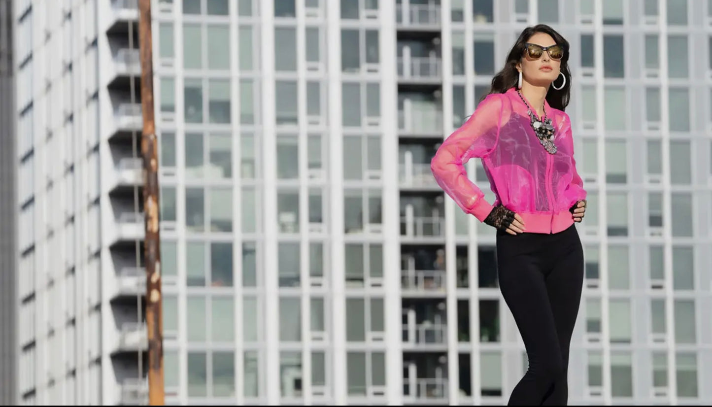 Bright Pink Organza Jacket - Large
