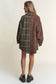 J.NNA Snap Down Tweed Plaid Contrast  Longline Shacket