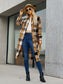 Plaid Pocketed Button Up Trench Coat