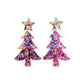 Christmas Tree Earrings - Light Pink Sparkle