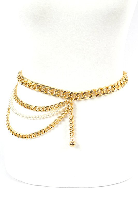 Pearl Accent Layer Chain Belt