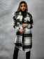 Plaid Collared Neck Long Sleeve Coat