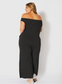 Plus Size Black off Shoulder Wide Leg Jumpsuit - 3X