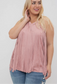 Plus Size Mauve Sleeveless Fringe Top - 1X