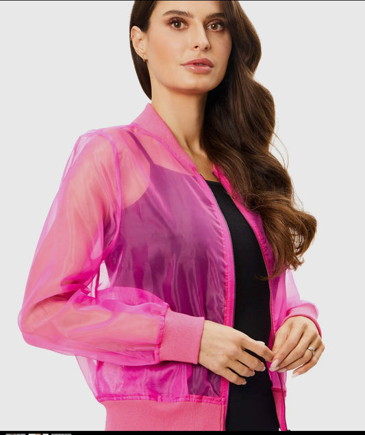 Bright Pink Organza Jacket - Large