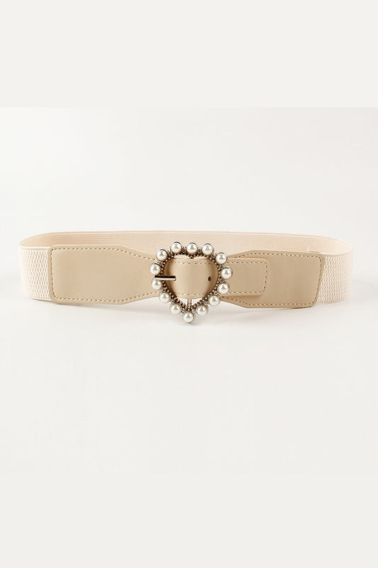 Pearl Heart Buckle Elastic Belt